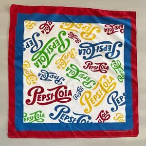Vintage Pepsi Cola Handkerchief Bandana Scarf Pepsi Logo Red Yellow Blue 21”